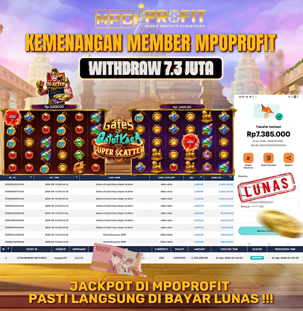 MPOPROFIT JACKPOT SLOT PRAGMATIC PLAY! KEMENANGAN MURNI DI (GATES OF GATOTKACA SUPER SCATTER TOTAL RP 7.300.000,- LUNAS)